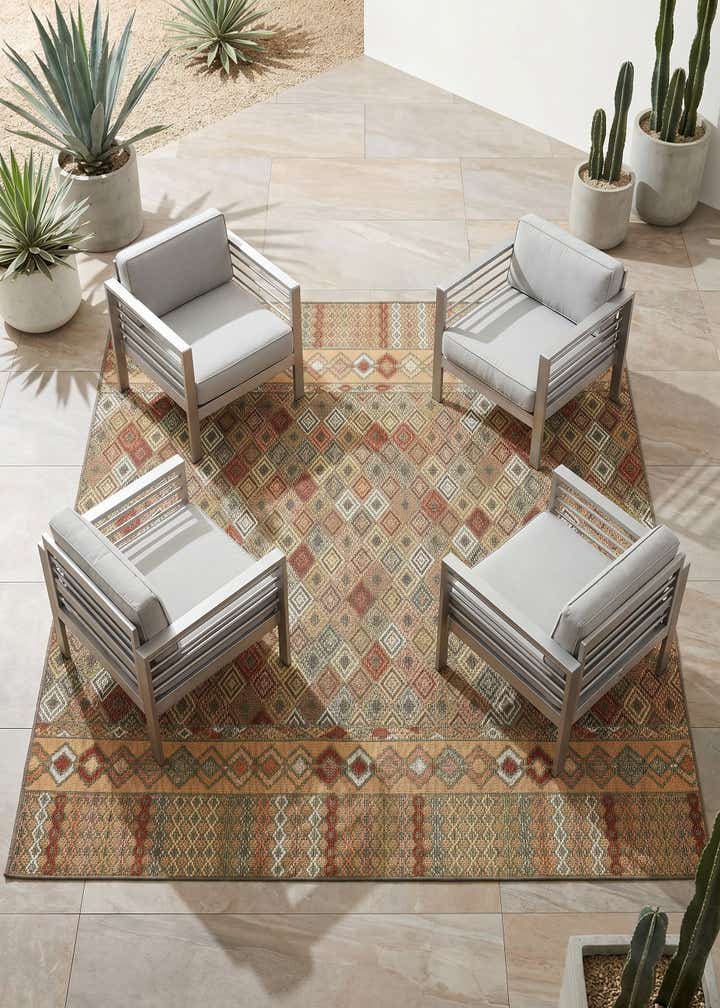7' 10 x 7' 10 Easy-Clean Baja Indoor / Outdoor Square Rug