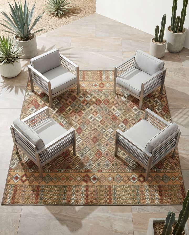 7' 10 x 7' 10 Easy-Clean Baja Indoor / Outdoor Square Rug