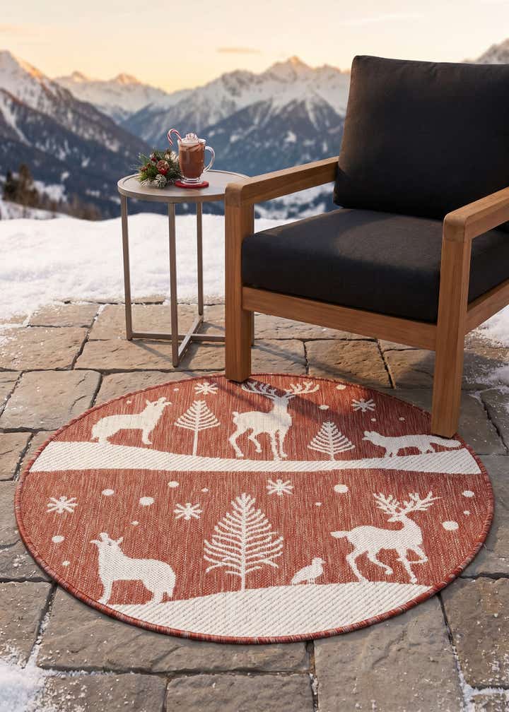 3' x 3' Easy-Clean Holiday Indoor / Outdoor Round Rug