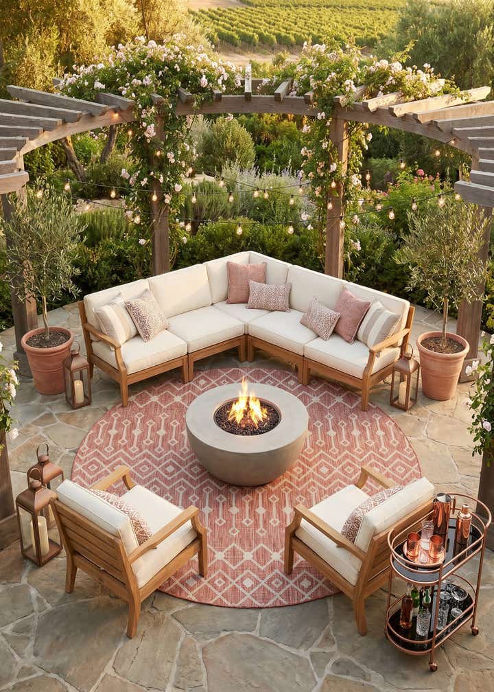13' x 13' Easy-Clean Trellis Indoor / Outdoor Round Rug
