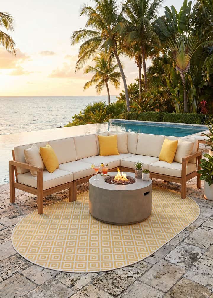 5' 3 x 8' Easy-Clean Jill Zarin Costa Rica Indoor / Outdoor Oval Rug