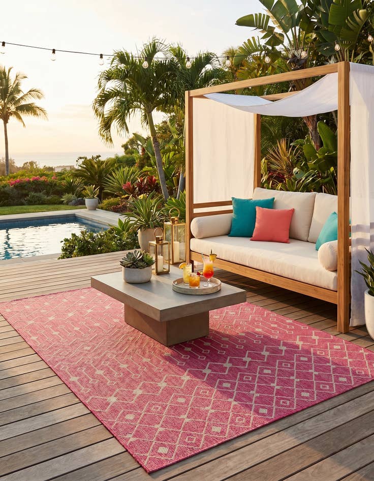 Detail image of 5' 3 x 8' Easy-Clean Lattice Indoor / Outdoor Rug