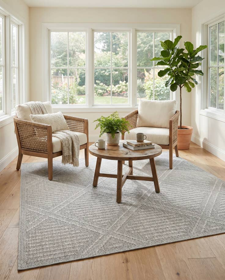 Detail image of 7' 10 x 7' 10 Easy-Clean Trellis Indoor / Outdoor Square Rug