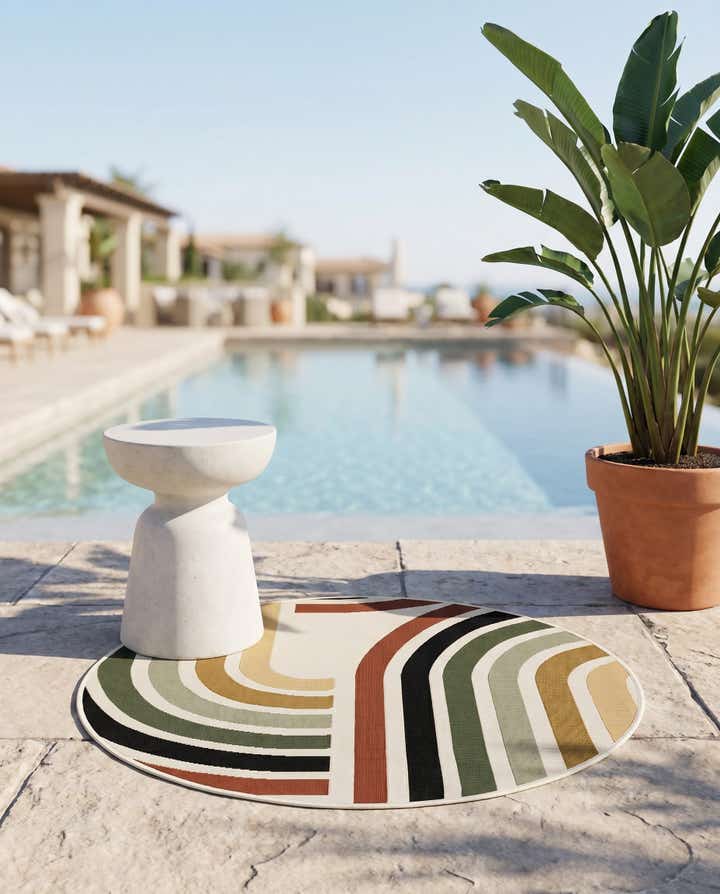 3' x 3' Easy-Clean Modern Indoor / Outdoor Round Rug