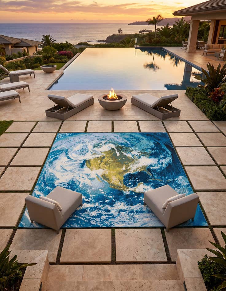 Detail image of 7' 10 x 7' 10 Easy-Clean Modern Indoor / Outdoor Square Rug