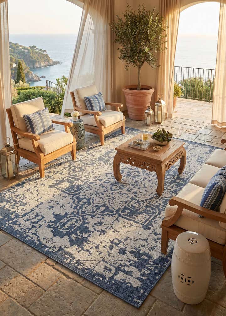 7' 10 x 10' Easy-Clean Traditional Indoor / Outdoor Rug