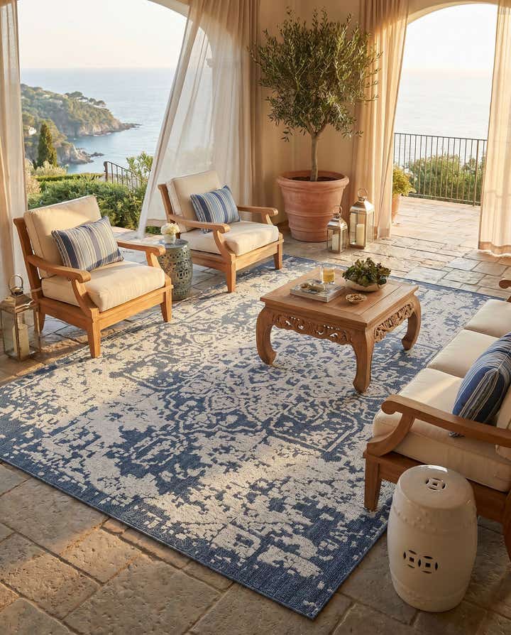 7' 10 x 10' Easy-Clean Traditional Indoor / Outdoor Rug