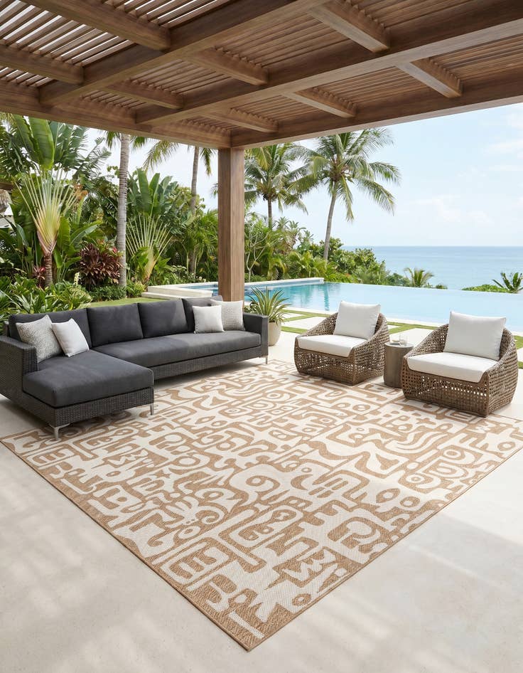 Detail image of 10' x 10' Easy-Clean Modern Indoor / Outdoor Square Rug
