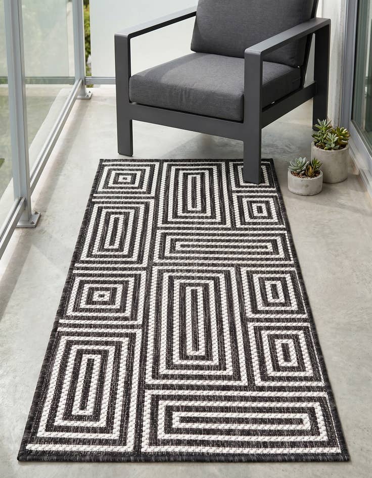 Detail image of 2' x 4' Easy-Clean Modern Indoor / Outdoor Runner Rug