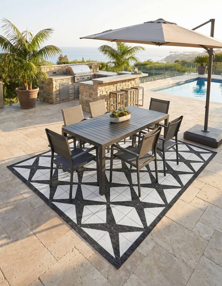 Detail image of 10' x 10' Easy-Clean Modern Indoor / Outdoor Square Rug