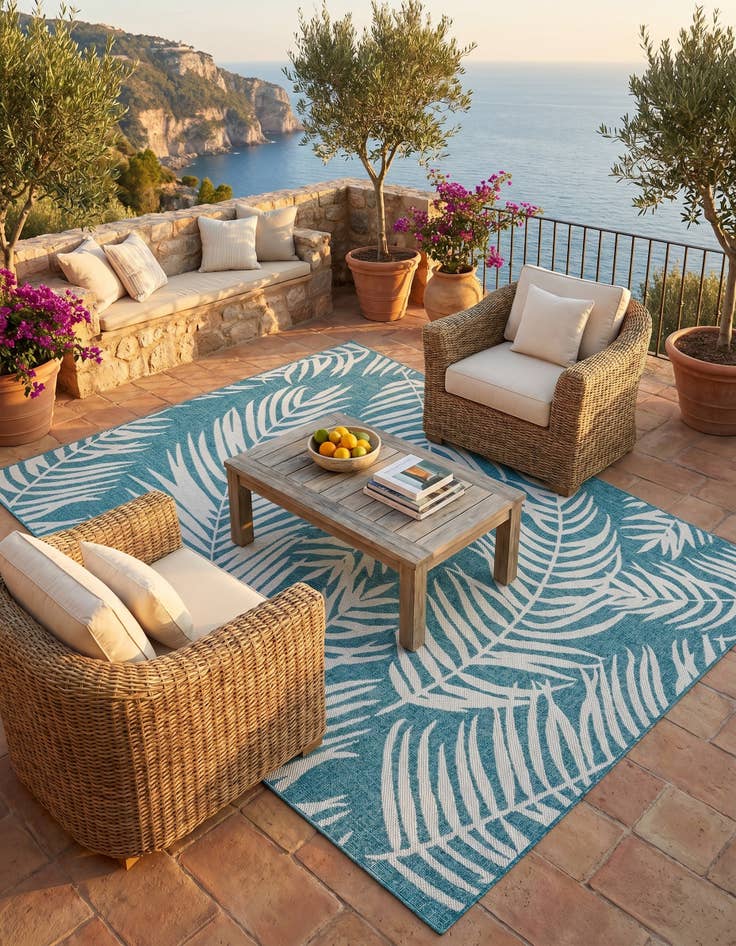 Detail image of 7' 10 x 10' Easy-Clean Botanical Indoor / Outdoor Rug