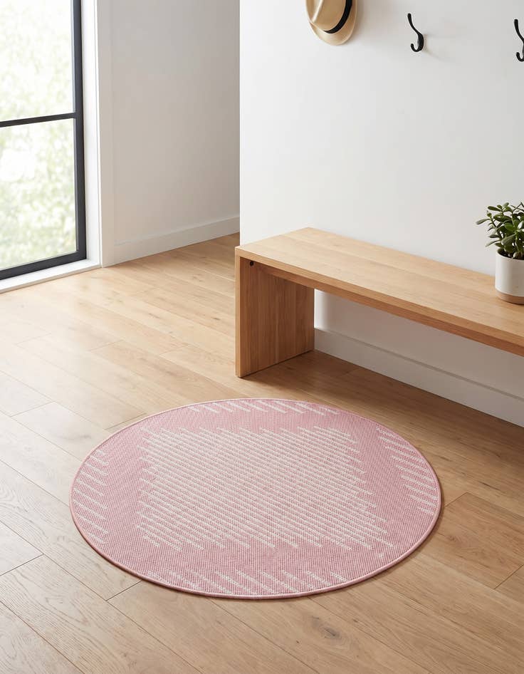 Detail image of 3' x 3' Easy-Clean Modern Indoor / Outdoor Round Rug
