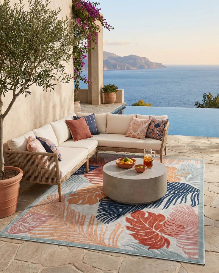 Detail image of 6' 4 x 9' Easy-Clean Botanical Indoor / Outdoor Rug