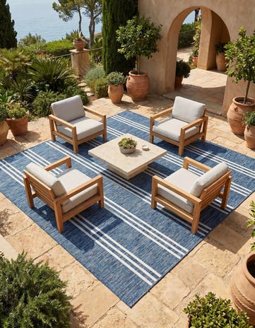 Blue Easy-Clean Jill Zarin Anguilla Indoor / Outdoor Square Rug