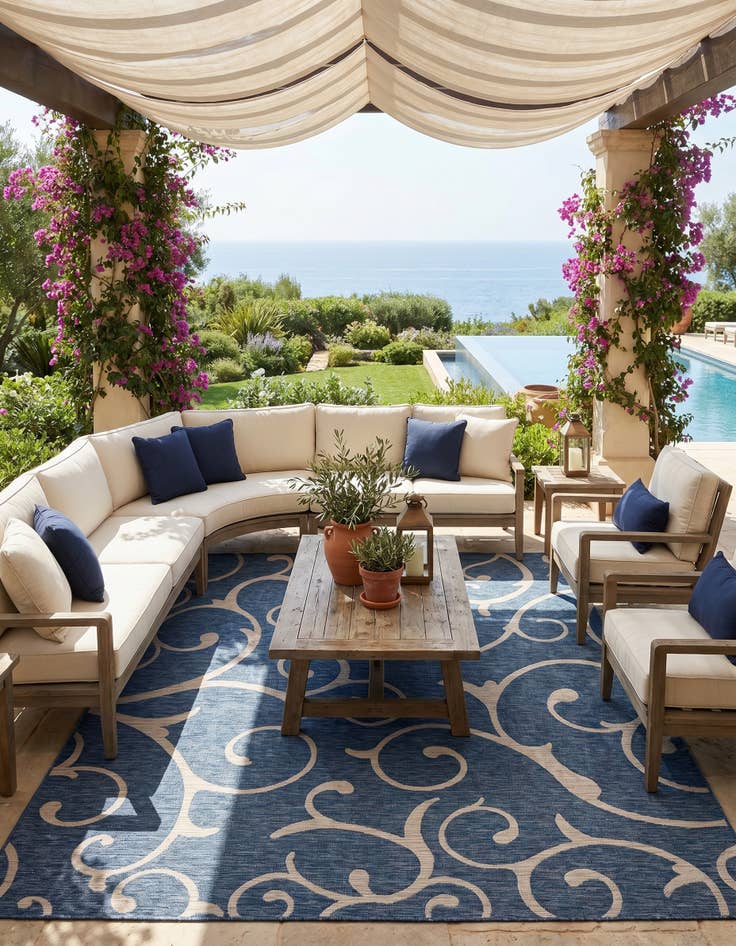 Detail image of 10' 8 x 10' 8 Easy-Clean Botanical Indoor / Outdoor Square Rug