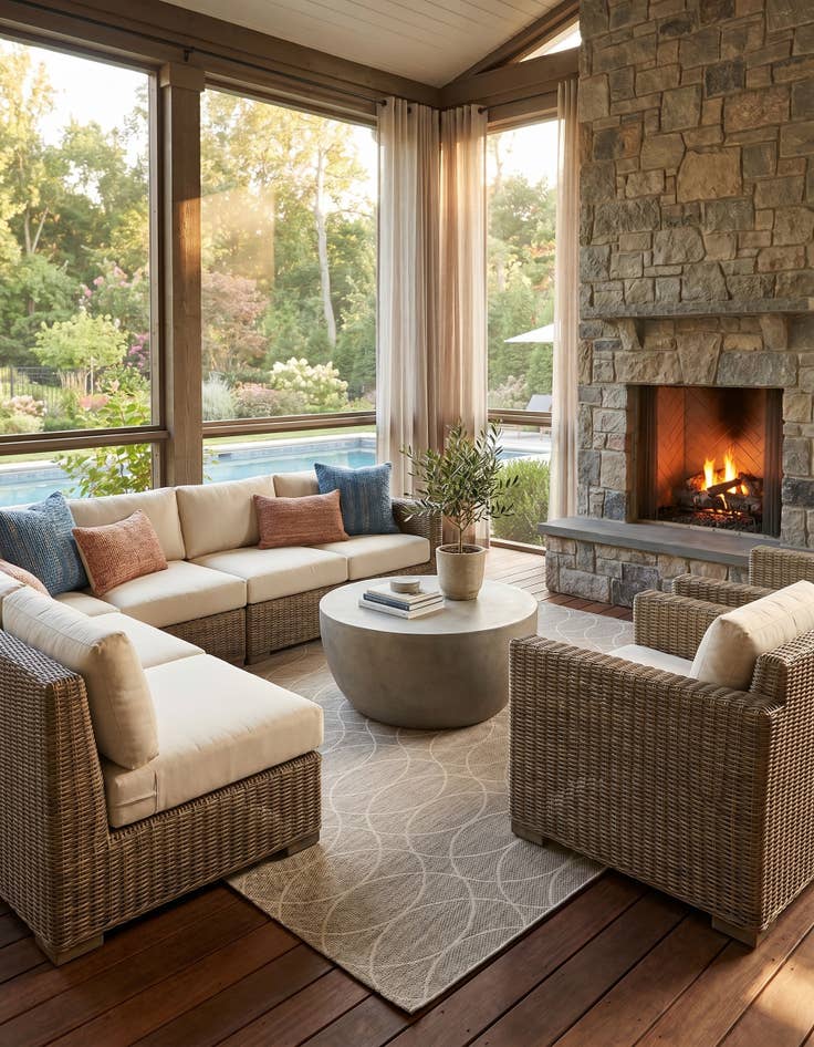 Detail image of 10' x 14' Easy-Clean Trellis Indoor / Outdoor Rug