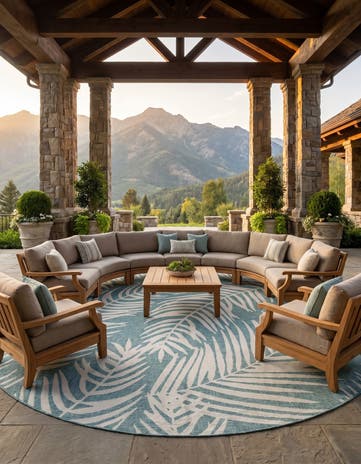 13' x 13' Easy-Clean Botanical Indoor / Outdoor Round Rug