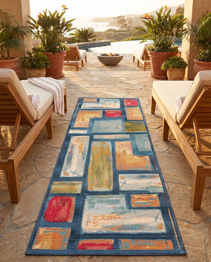 Detail image of 2' 7 x 7' Easy-Clean Modern Indoor / Outdoor Runner Rug