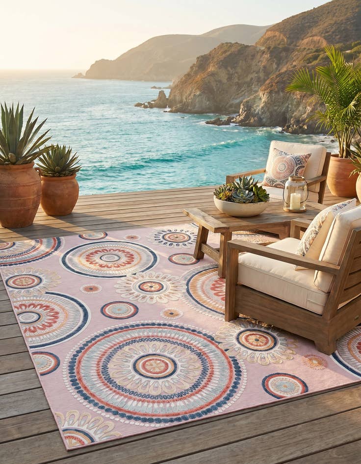 Detail image of 9' 9 x 12' Easy-Clean Botanical Indoor / Outdoor Rug