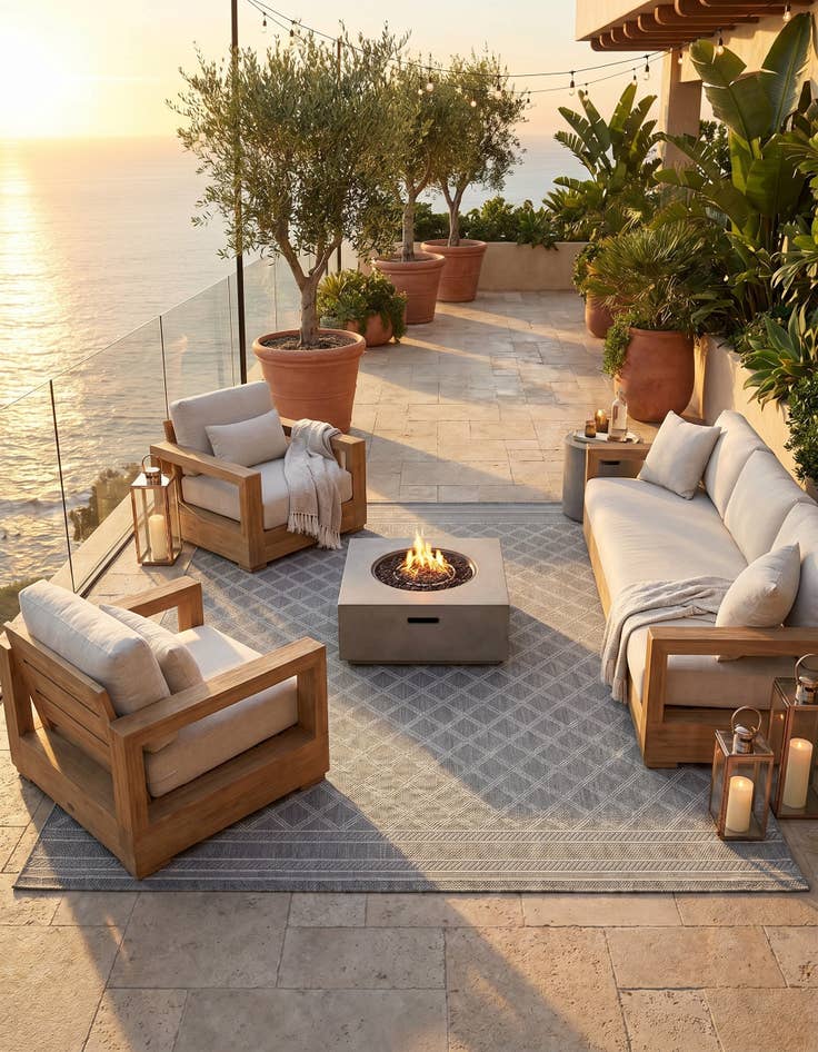 Detail image of 10' x 10' Easy-Clean Trellis Indoor / Outdoor Square Rug