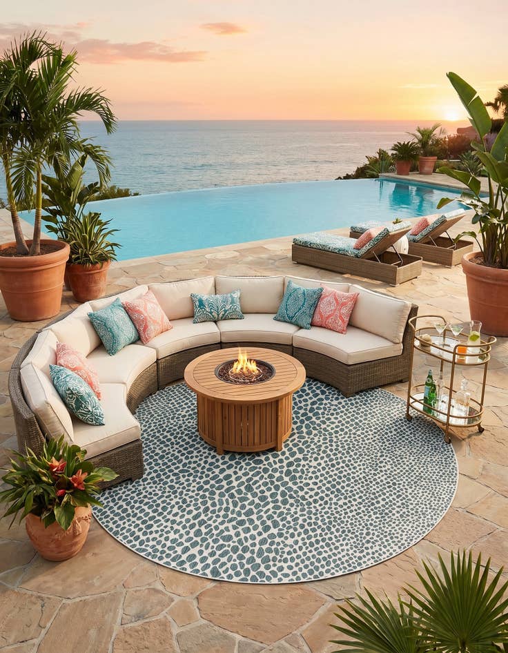 Detail image of 13' x 13' Easy-Clean Jill Zarin Cape Town Indoor / Outdoor Round Rug