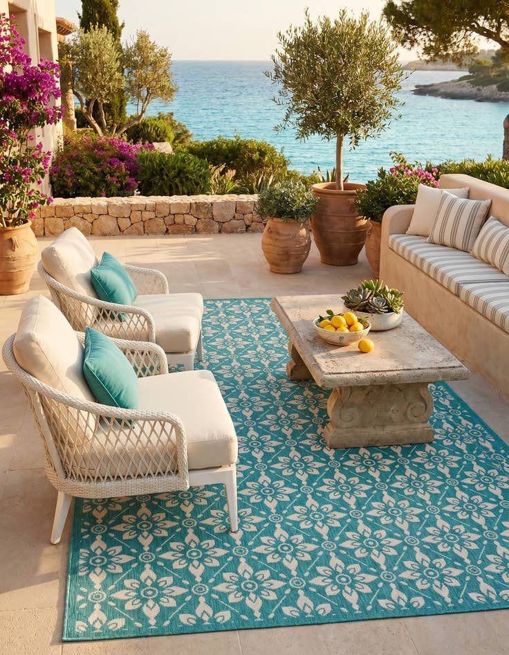 Detail image of 6' x 9' Easy-Clean Lattice Indoor / Outdoor Rug