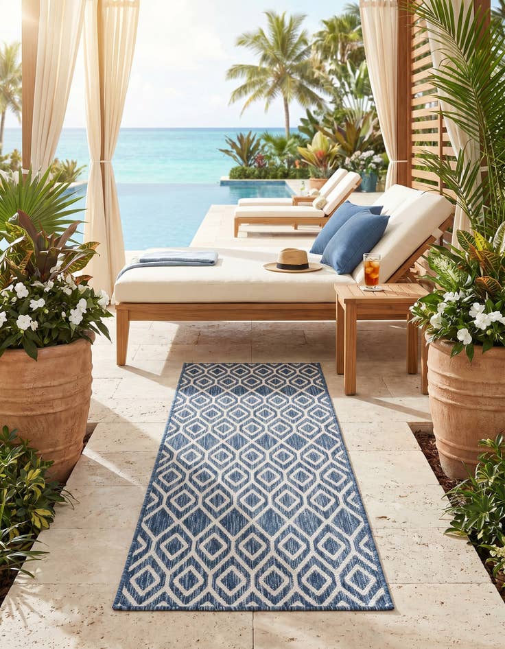 Detail image of 2' x 6' Easy-Clean Jill Zarin Turks and Caicos Indoor / Outdoor Runner Rug
