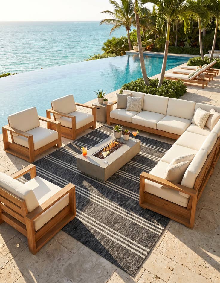 Detail image of 7' 10 x 10' Easy-Clean Jill Zarin Anguilla Indoor / Outdoor Rug