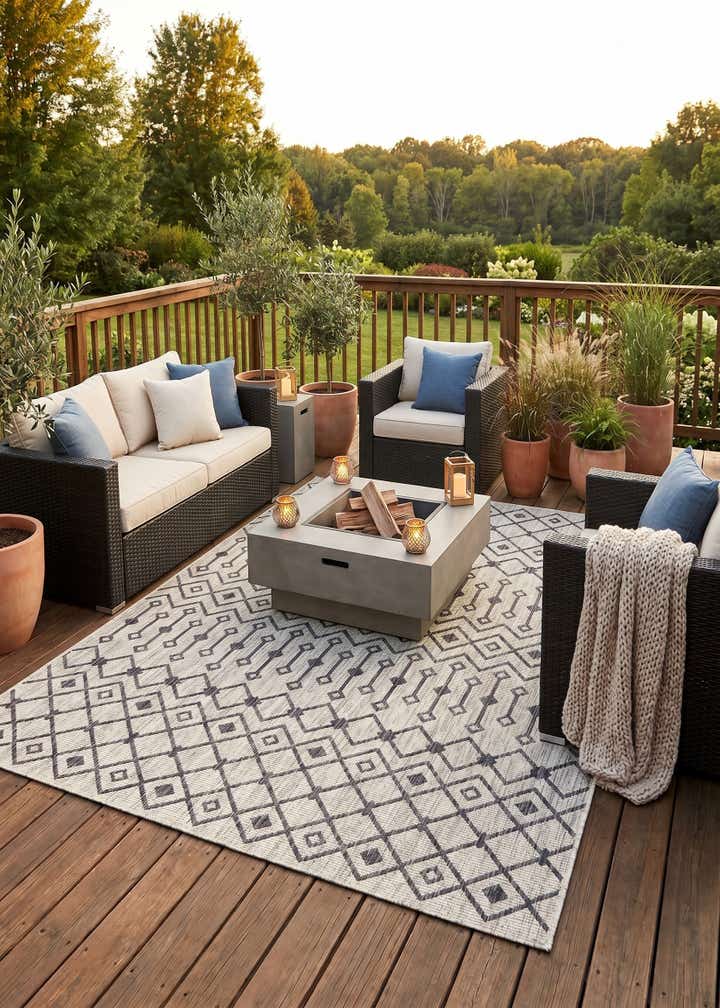 7' x 10' Easy-Clean Trellis Indoor / Outdoor Rug