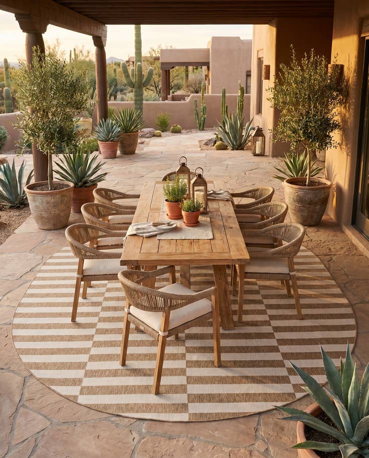 Detail image of 13' x 13' Easy-Clean Ribbon Indoor / Outdoor Round Rug