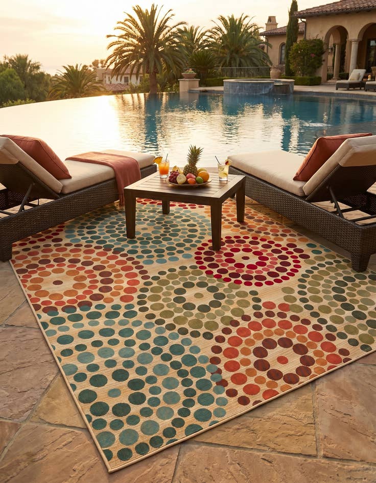 Detail image of 7' 10 x 10' Easy-Clean Modern Indoor / Outdoor Rug