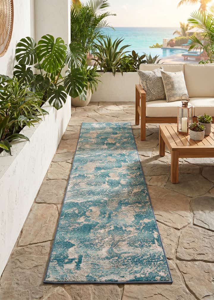 2' 7 x 10' Easy-Clean Modern Indoor / Outdoor Runner Rug
