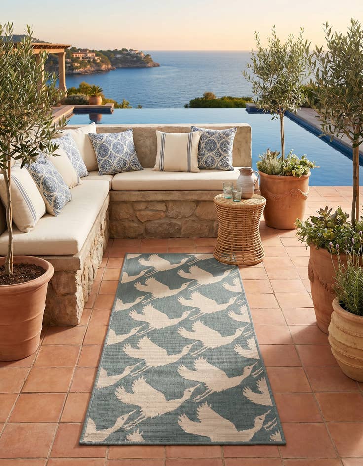 Detail image of 2' x 5' Easy-Clean Coastal Indoor / Outdoor Runner Rug