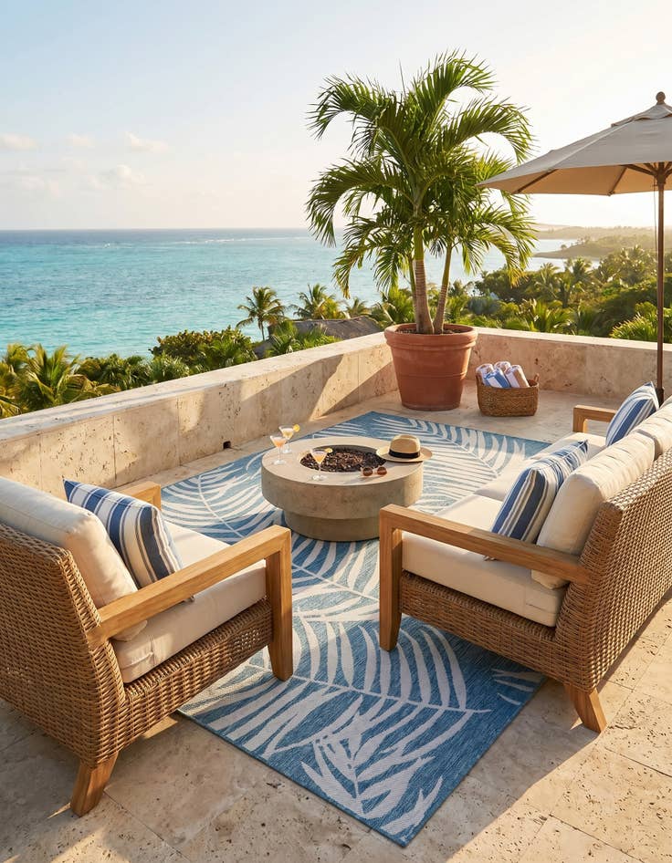 Detail image of 7' x 10' Easy-Clean Botanical Indoor / Outdoor Rug