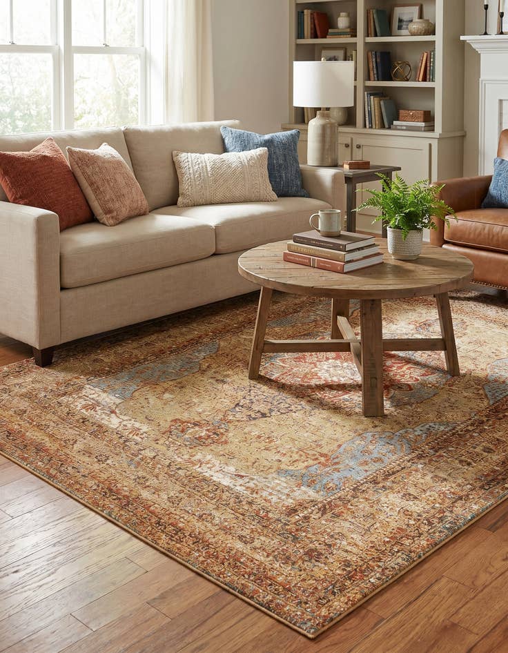 Detail image of 5' 3 x 7' Easy-Clean Traditional Indoor / Outdoor Rug