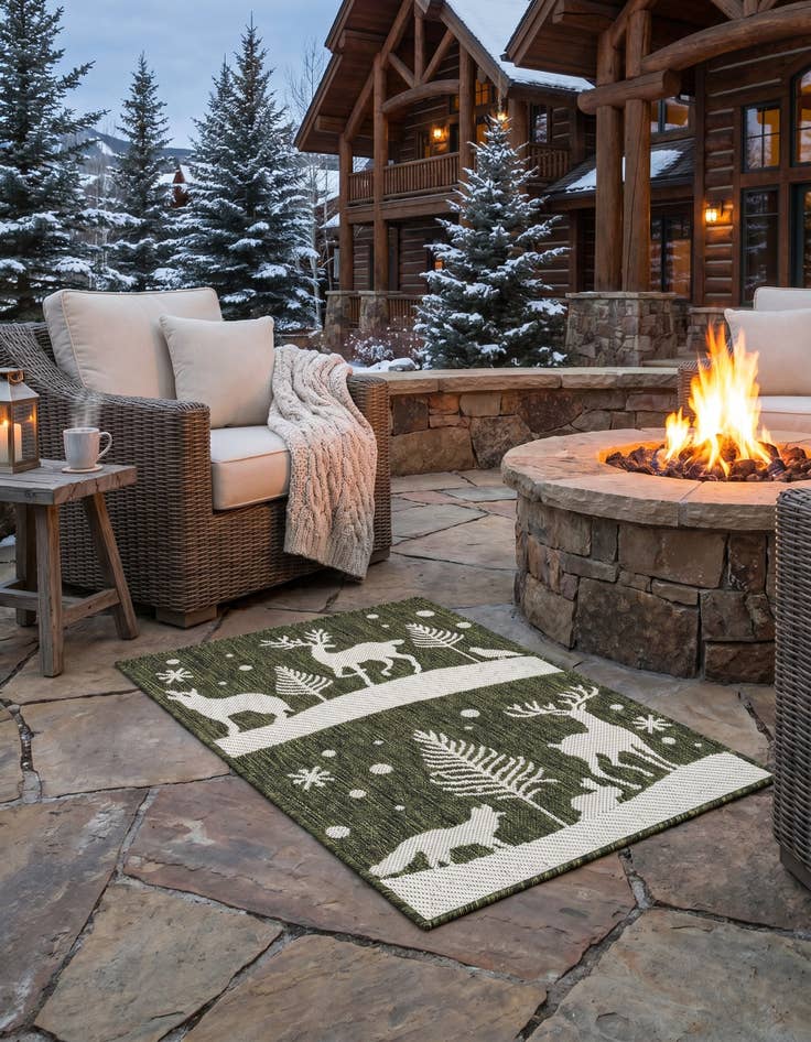 Detail image of 2' x 3' Easy-Clean Holiday Indoor / Outdoor Rug