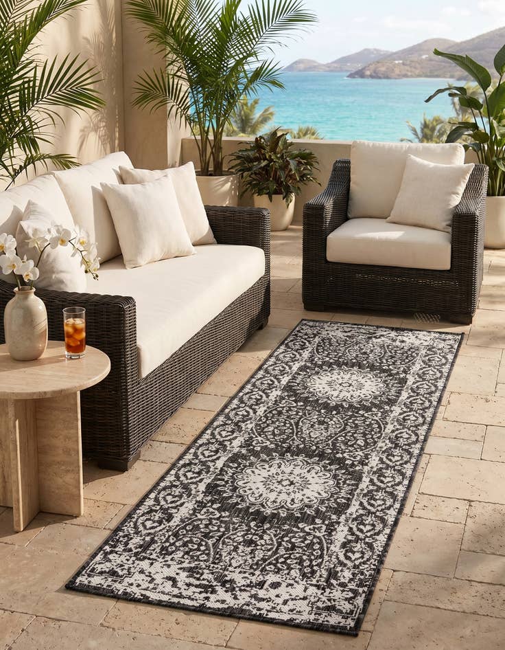 Detail image of 2' x 6' Easy-Clean Traditional Indoor / Outdoor Runner Rug