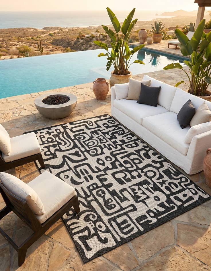 Detail image of 5' 3 x 8' Easy-Clean Modern Indoor / Outdoor Rug