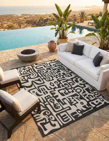 5' 3 x 8' Easy-Clean Modern Indoor / Outdoor Rug