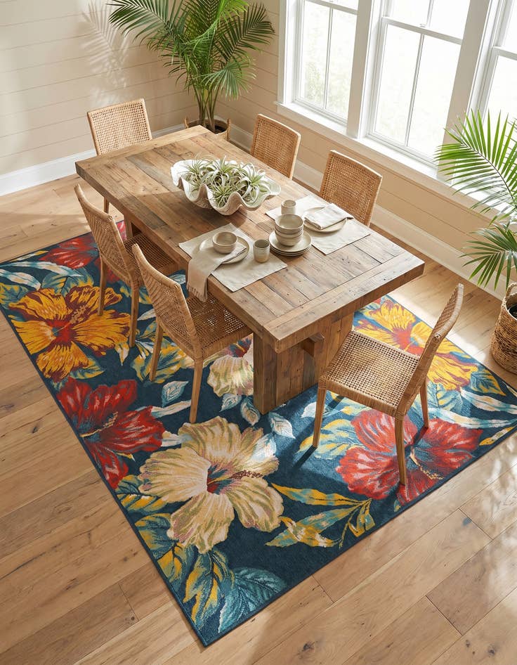 Detail image of 9' x 12' Easy-Clean Coastal Indoor / Outdoor Rug