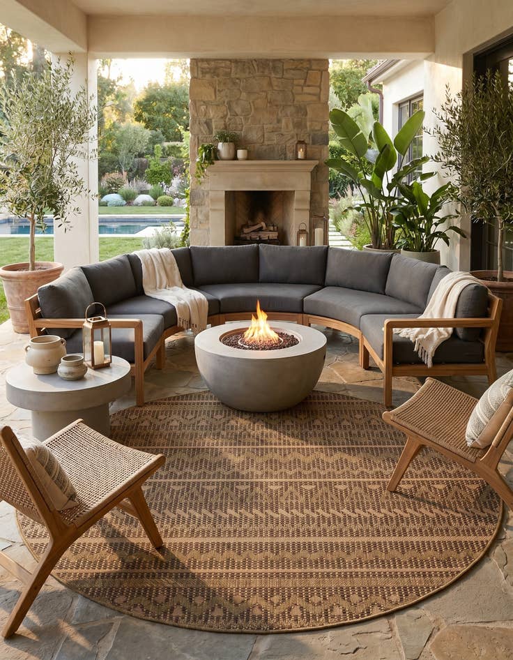 Detail image of 6' x 6' Easy-Clean Modern Indoor / Outdoor Round Rug