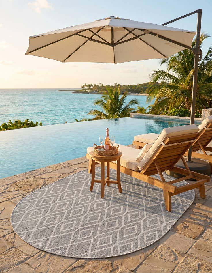 Detail image of 5' 3 x 8' Easy-Clean Jill Zarin Turks and Caicos Indoor / Outdoor Oval Rug