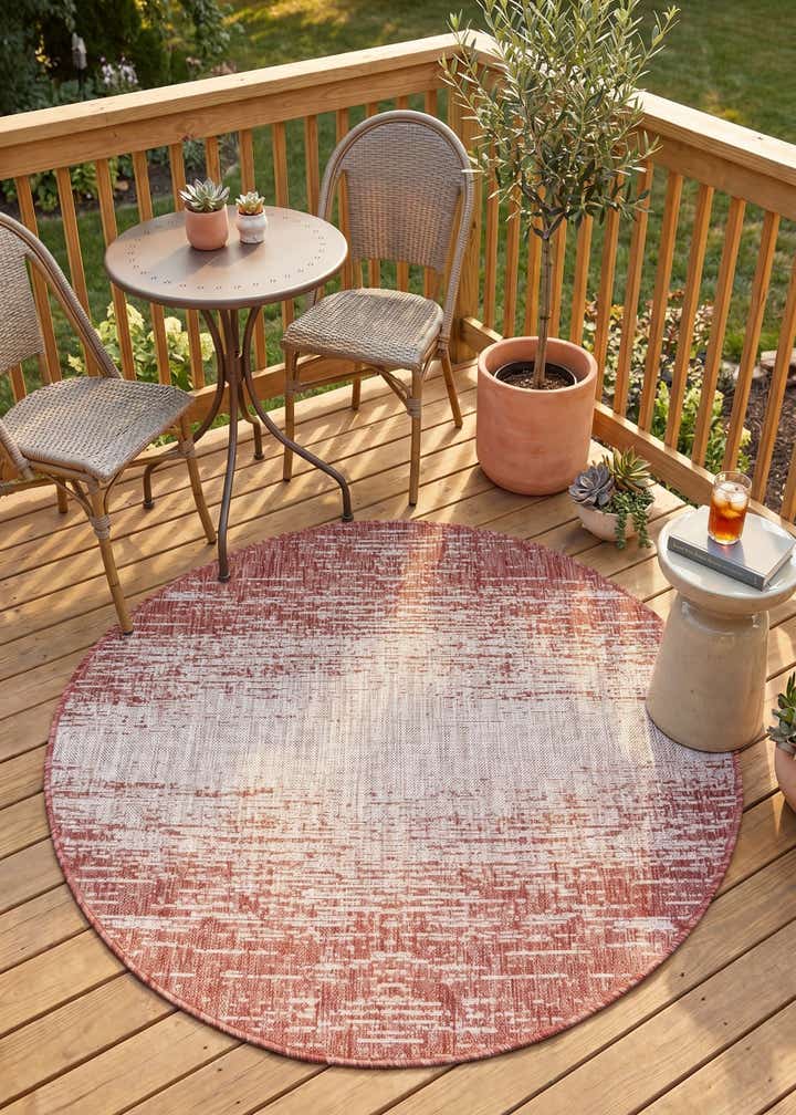 4' x 4' Easy-Clean Modern Indoor / Outdoor Round Rug