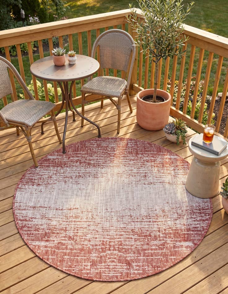 Detail image of 4' x 4' Easy-Clean Modern Indoor / Outdoor Round Rug