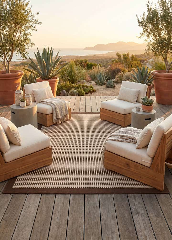 5' x 7' Easy-Clean Border Indoor / Outdoor Rug