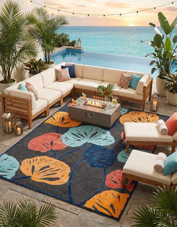 Detail image of 7' 10 x 10' Easy-Clean Belize Indoor / Outdoor Rug
