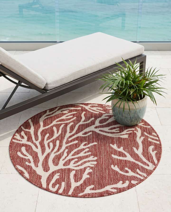3' x 3' Easy-Clean Coastal Indoor / Outdoor Round Rug