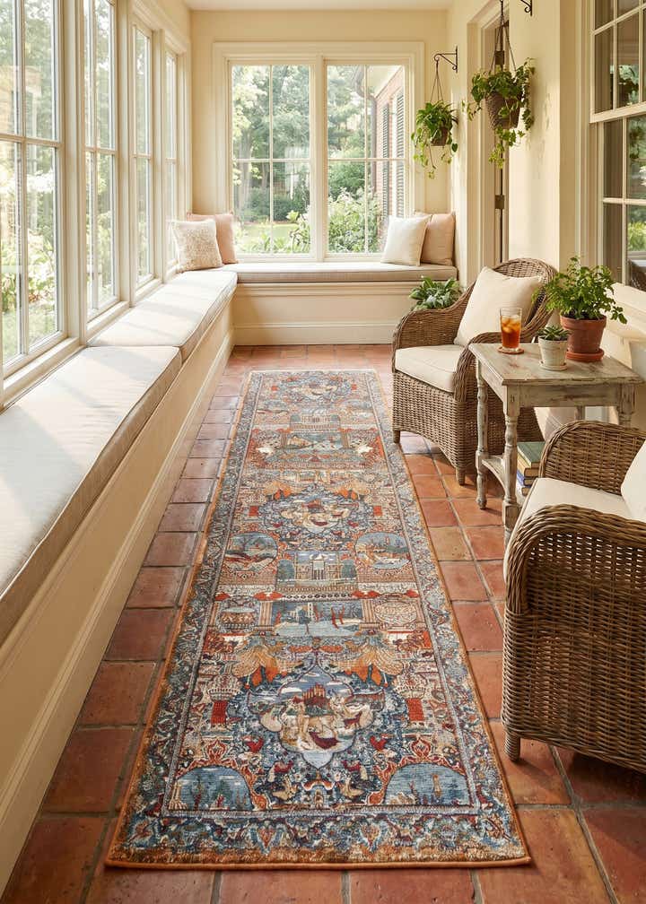 2' 7 x 12' Easy-Clean Traditional Indoor / Outdoor Runner Rug