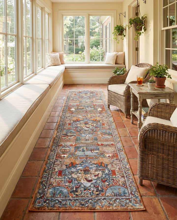 2' 7 x 12' Easy-Clean Traditional Indoor / Outdoor Runner Rug