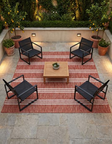 Rust Red Easy-Clean Jill Zarin Anguilla Indoor / Outdoor Square Rug